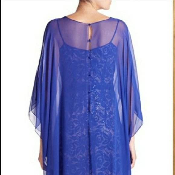 TeryJon Embellished Lace Georgette Gown - Blue - Picture 4 of 8